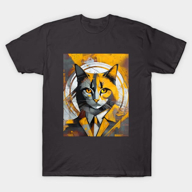 Cat Portrait: Sir Purrington's Golden Aura T-Shirt by KittyKanvas Creations